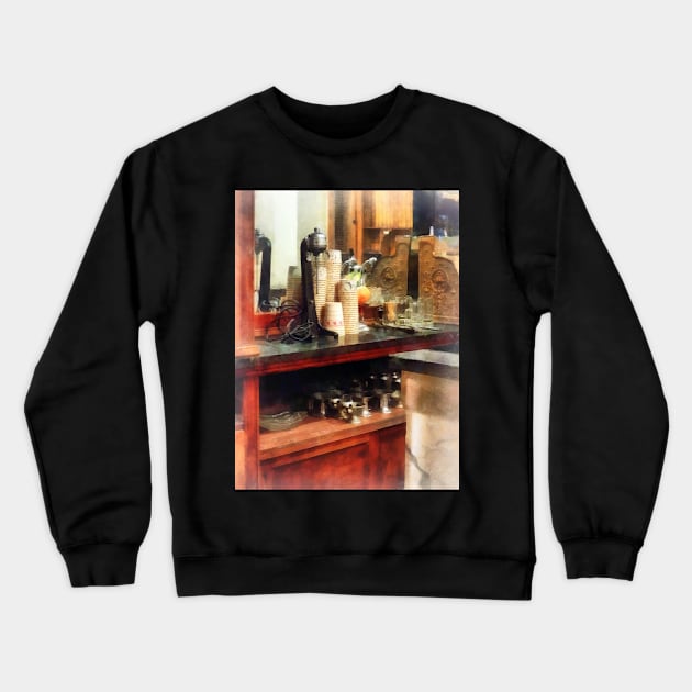 Candy Stores - Ice Cream Parlor Crewneck Sweatshirt by SusanSavad